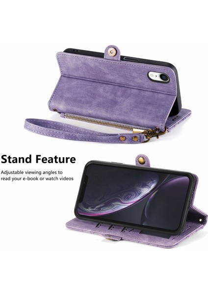 iPhone Xrile Uyumlu Cüzdan Kılıf Geometrik Kabartmalı Pu Deri Kickstand Kart Yuvaları Flip Folyo Kapak (Yurt Dışından) indirimleri
