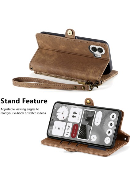 Nothing Phone 2ile Uyumlu Cüzdan Kılıf Geometrik Kabartmalı Pu Deri Kickstand Kart Yuvaları Flip Folyo Kapak (Yurt Dışından)