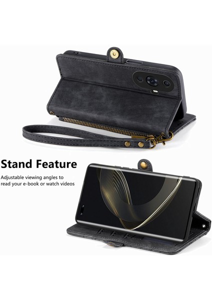 Huawei Nova 11 Proile Uyumlu Cüzdan Kılıf Geometrik Kabartmalı Pu Deri Kickstand Kart Yuvaları Flip Folyo Kapak (Yurt Dışından)
