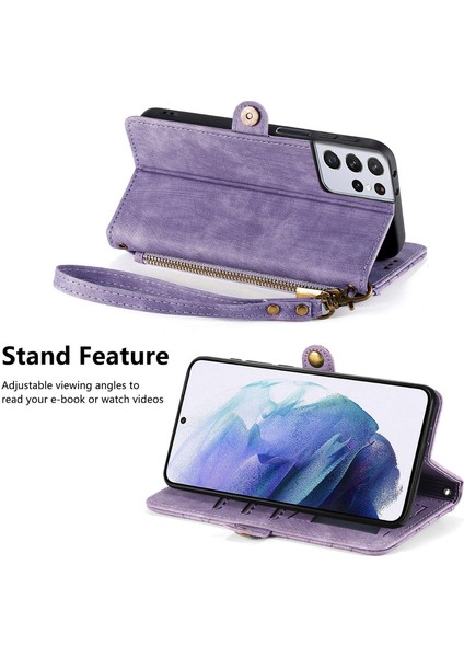 Samsung Galaxy S21 Ultraile Uyumlu Cüzdan Kılıf Geometrik Kabartmalı Pu Deri Kickstand Kart Yuvaları Flip Folyo Kapak (Yurt Dışından) indirimleri