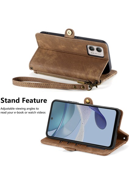 Motorola Moto G53ILE Uyumlu Cüzdan Kılıf Geometrik Kabartmalı Pu Deri Kickstand Kart Yuvaları Flip Folyo Kapak (Yurt Dışından) indirimleri