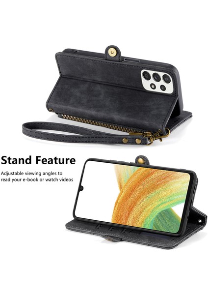 Samsung Galaxy A33 5gile Uyumlu Cüzdan Kılıf Geometrik Kabartmalı Pu Deri Kickstand Kart Yuvaları Flip Folyo Kapak (Yurt Dışından) indirimleri