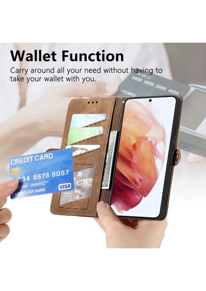 Samsung Galaxy S21ILE Uyumlu Cüzdan Kılıf Geometrik Kabartmalı Pu Deri Kickstand Kart Yuvaları Flip Folyo Kapak (Yurt Dışından) indirimleri