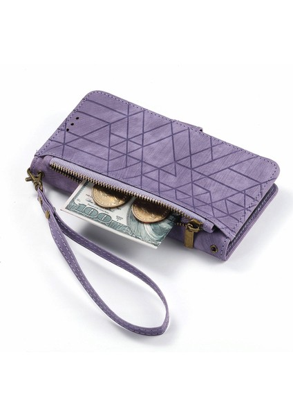 Samsung Galaxy A24 4gile Uyumlu Cüzdan Kılıf Geometrik Kabartmalı Pu Deri Kickstand Kart Yuvaları Flip Folyo Kapak (Yurt Dışından) indirimleri