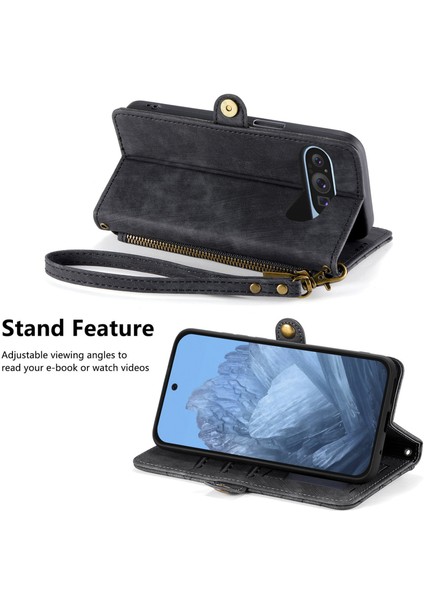 Google Pixel 9ile Uyumlu Cüzdan Kılıf Geometrik Kabartmalı Pu Deri Kickstand Kart Yuvaları Flip Folyo Kapak (Yurt Dışından) indirimleri