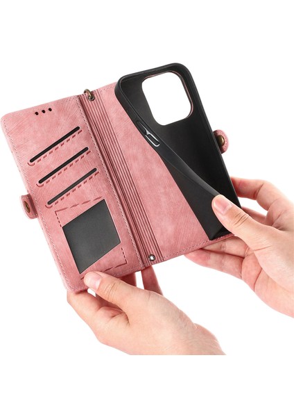 iPhone 14ILE Uyumlu Cüzdan Kılıf Geometrik Kabartmalı Pu Deri Kickstand Kart Yuvaları Flip Folyo Kapak (Yurt Dışından) indirimleri