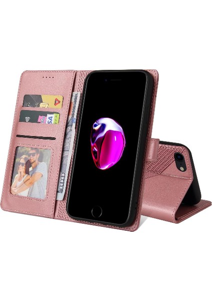 Iphone 7/8 Kickstand Premium Deri Üç Kart Yuvaları Için Flip Case (Yurt Dışından)