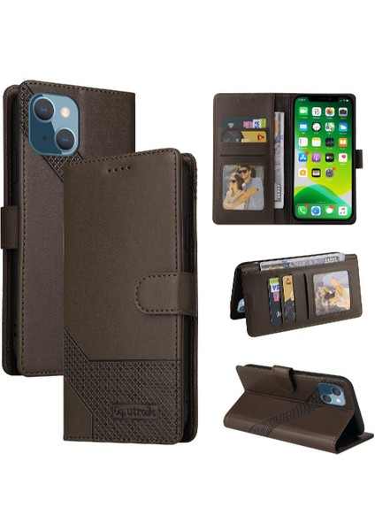 Iphone 13 Mini Üç Kart Yuvaları Premium Deri Kickstand Için Flip Case (Yurt Dışından)