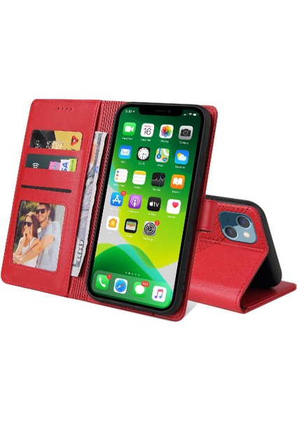 SZY Market Iphone 13 Mini Üç Kart Yuvaları Premium Deri Kickstand Için Flip Case (Yurt Dışından)