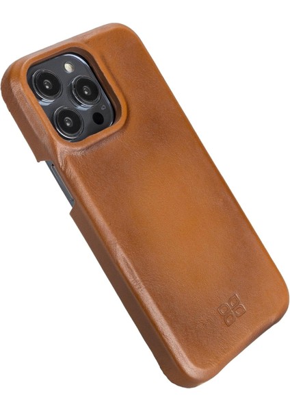Apple iPhone 15 Serisi Tam Deri Kaplama Arka Kapak - iPhone 15 Pro / Gölgeli Taba