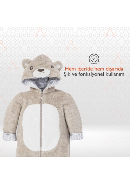 Hero Kahraman Kapüşonlu Welsoft Bebek Tulum (12-18 ay) Teddy
