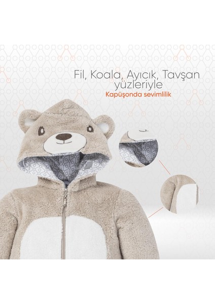Hero Kahraman Kapüşonlu Welsoft Bebek Tulum (12-18 ay) Teddy