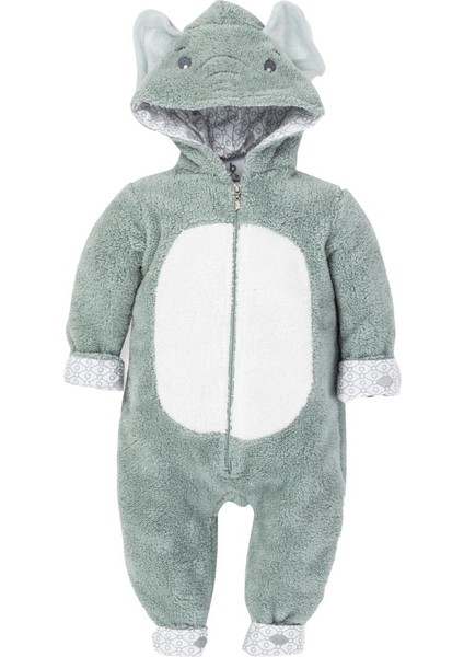 Hero Kahraman Kapüşonlu Welsoft Bebek Tulum (12-18 ay) Elephant