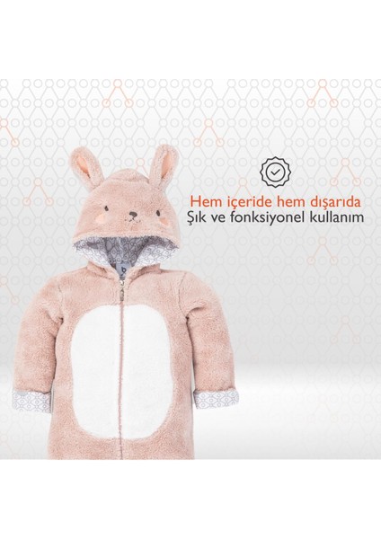 Hero Kahraman Kapüşonlu Welsoft Bebek Tulum (12-18 ay) Bunny