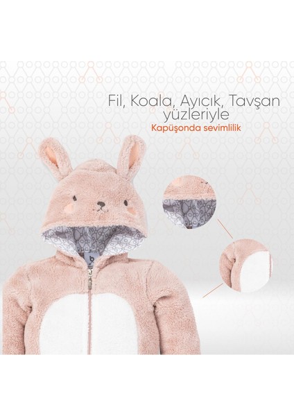 Hero Kahraman Kapüşonlu Welsoft Bebek Tulum (12-18 ay) Bunny
