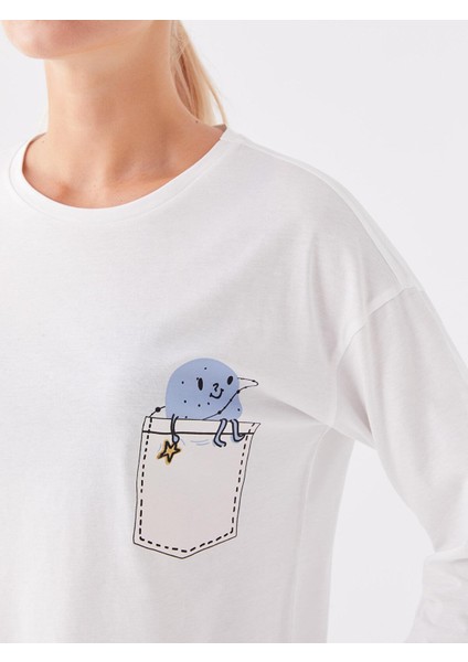 Lcw Young Bisiklet Yaka Baskılı Uzun Kollu Kadın Pijama Takımı fırsatları