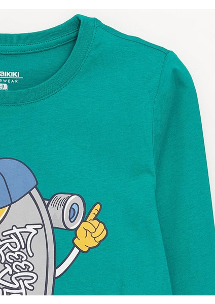 Lcw Kids Bisiklet Yaka Baskılı Uzun Kollu Erkek Çocuk Pijama Takımı modelleri