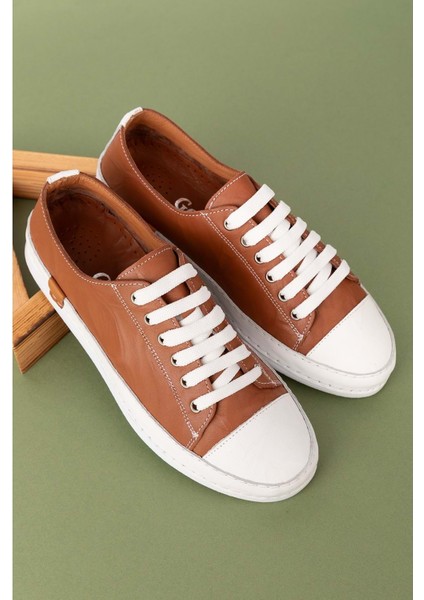 Içi Dışı Deri Hafif Converse Tarz Ayakkabı USL.2136 - Taba - 38