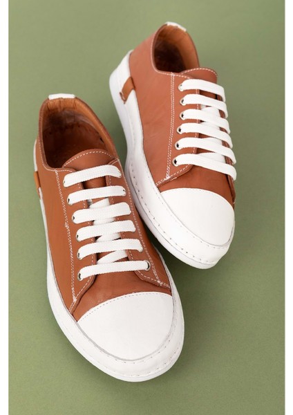 Içi Dışı Deri Hafif Converse Tarz Ayakkabı USL.2136 - Taba - 38