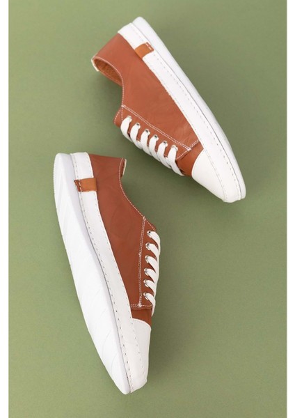 Içi Dışı Deri Hafif Converse Tarz Ayakkabı USL.2136 - Taba - 38