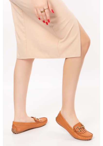 Deri Süet Esnek Hafif Rahat Loafer SW.755 - Taba Cilt - 35