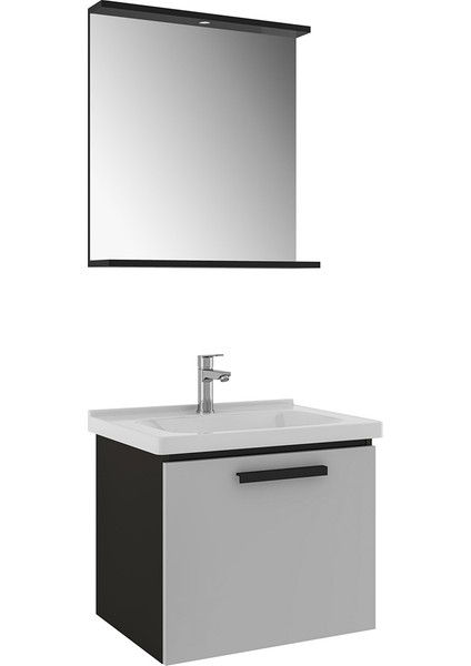 Gris 65 cm Siyah Gri Banyo Dolabı Takımı