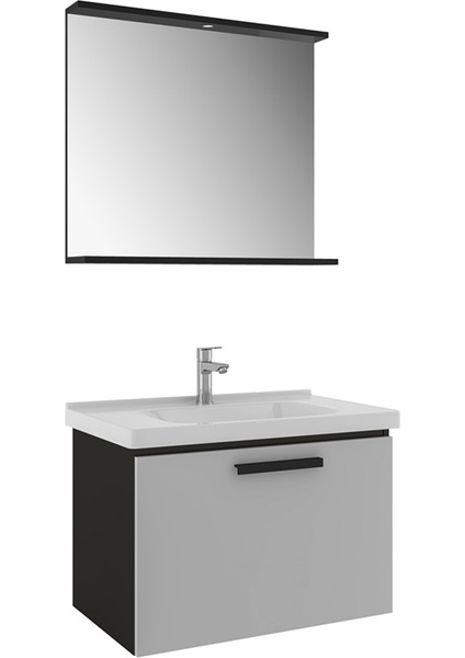 Gris 80 cm Siyah-Gri Banyo Dolabı Takımı