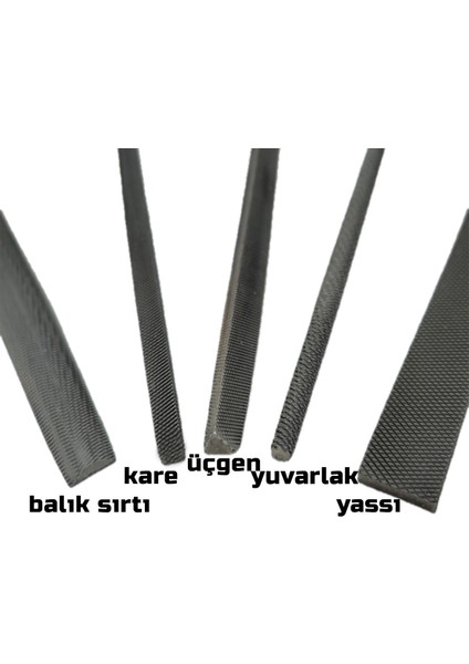 Baytec Eğe Seti 5 Parça Profesyonel Eğe Seti 31CM Üçgen Kare Yuvarlak Balık Sırtı Kare