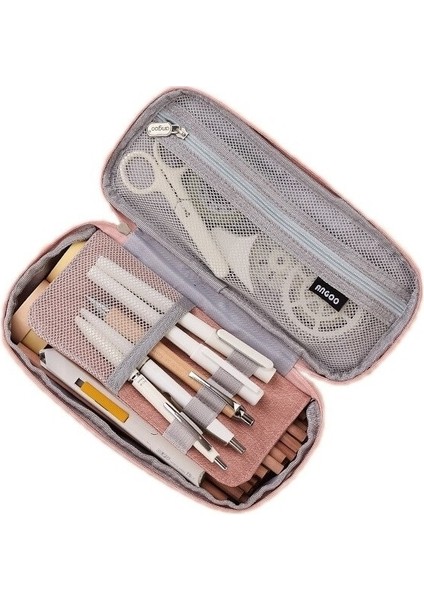 Angoo Büyük Kapasiteli Kalem Kırtasiye Çantası (589 Sığ Haki / Bej) (Yurt Dışından)