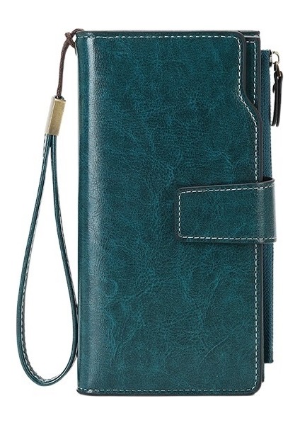 Bahar Yeni Avrupa ve Amerikan Retro Orta Uzunlukta Unisex Bayanlar Cüzdan Saf Renk Pu Deri Retro Cüzdan (Yurt Dışından)