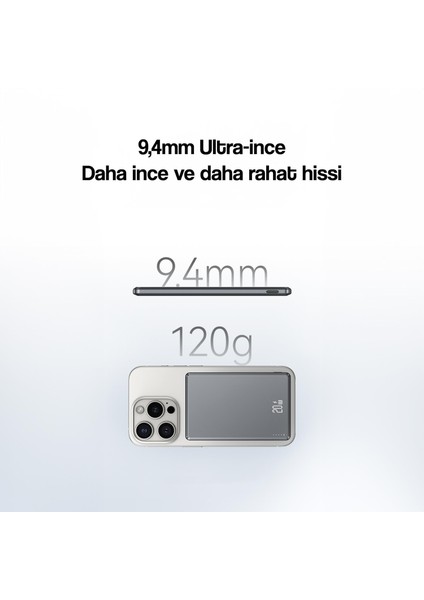 Usams Kablolu Kablosuz Şarj Mıknatıslı Magsafe Ultra Slim Alüminyum 5.000 Mah 20W Powerbank CD220PD