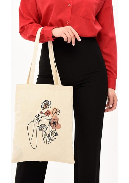GiftBagsflowers&womans Designed Tote Natural Doğal Pamuk Kanvas Bez Çanta modelleri