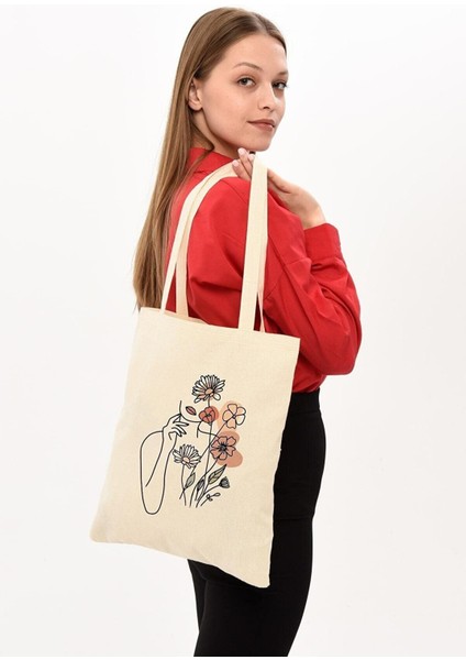 GiftBagsflowers&womans Designed Tote Natural Doğal Pamuk Kanvas Bez Çanta fırsatları