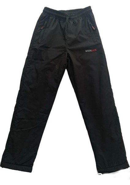 Unisex Çocuk Içi Polarlı Su Geçirmez Siyah Kar Pantolonu
