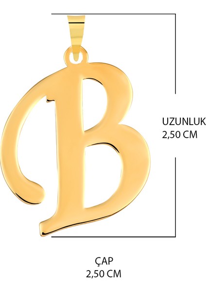 14 Ayar Altın B Harfi Kolye Ucu Plaka Harf Zincir Dahil Değil