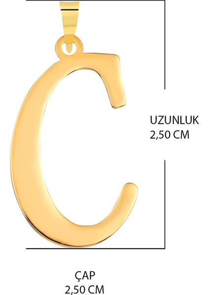 14 Ayar Altın C Harfi Kolye Ucu Plaka Harf Zincir Dahil Değil