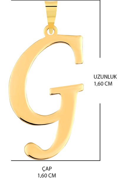 14 Ayar Altın G Harfi Kolye Ucu Plaka Harf Zincir Dahil Değil