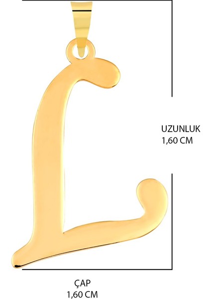 14 Ayar Altın L Harfi Kolye Ucu Plaka Harf Zincir Dahil Değil