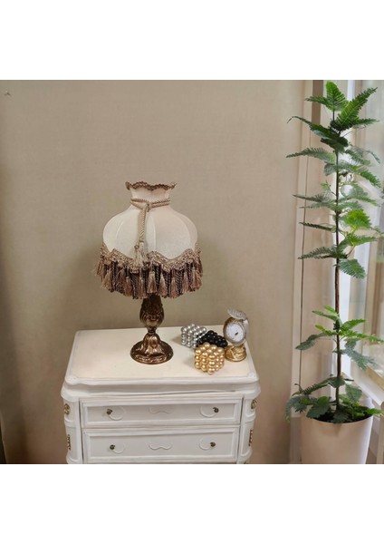 Rosabıancacasa Klasik Abajur Bronz Ayak Vizon Başlık 51CM.