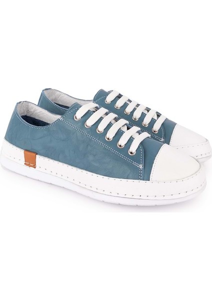 Içi Dışı Deri Hafif Converse Tarz Ayakkabı USL.2136 - Mavi - 41