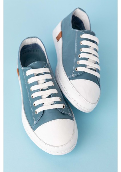 Içi Dışı Deri Hafif Converse Tarz Ayakkabı USL.2136 - Mavi - 41 indirimleri