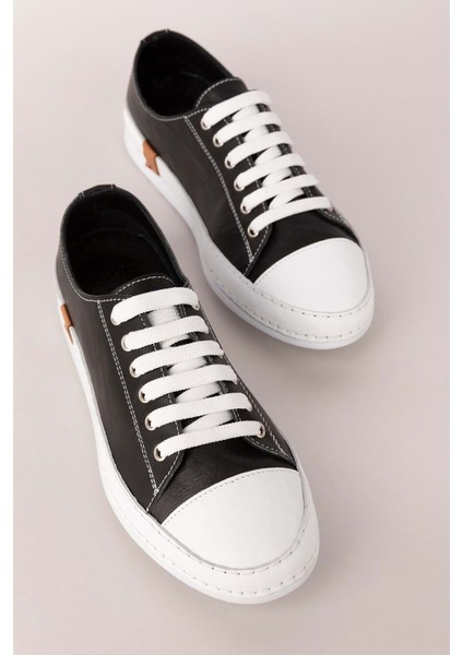Içi Dışı Hakiki Deri Hafif Converse Tarz Ayakkabı USL.2136 - Siyah - 41