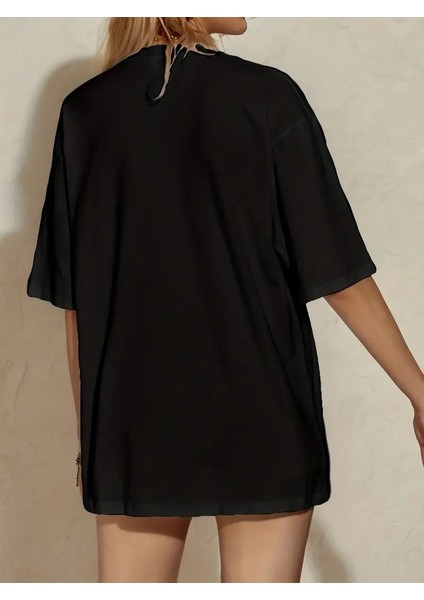 Kadın Basic Bisiklet Yaka Salaş Oversize Boyfriend T-Shirt
