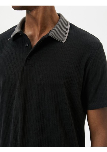 Polo Tişört Yaka Detaylı Düğmeli Kısa Kollu Dokulu modelleri