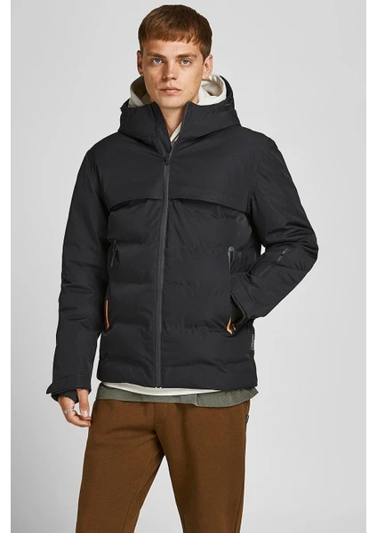 Jack & Jones Jcotarwin Puffer Soğuk Geçirmez Erkek Mont Kaban Siyah 12225287 V3