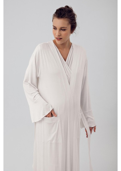 Kısa Kollu Esnek Likralı Viskon Hamile Sabahlık Gecelik Takım 16409 fiyatları