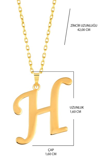 14 Ayar Altın Kolye H Harfi Plaka Kolye Zincir Dahil fiyatları