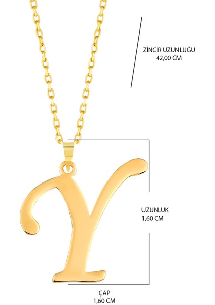 14 Ayar Altın Kolye Y Harfi Plaka Kolye Zincir Dahil fiyatları