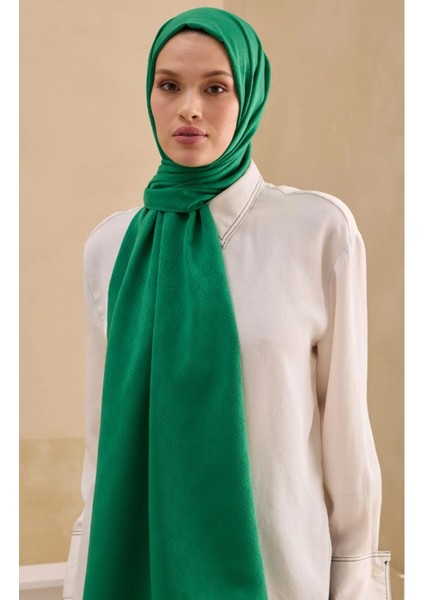 Düz Capri Hologram Şal Benetton Yeşil