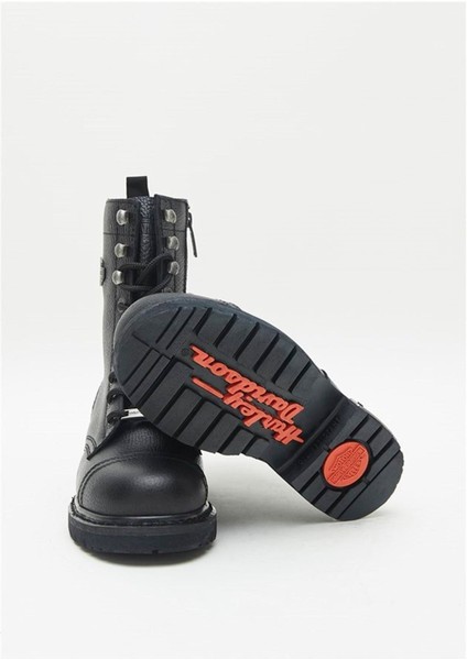 Harley-Davidson Harley Davidson Colmar Siyah Baskılı Deri Erkek Bot Postal Ayakkabı V9